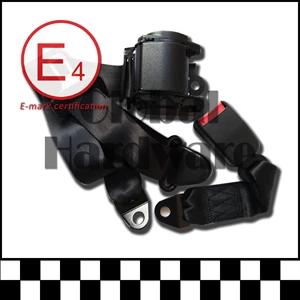 Sabuk Pengaman Safety Seat Belt 3 Titik Otomatis Auto Mobil Universal Label Logo Sertifikat E4 E-Mark Standar Eropa - Di Atas Grade Sni