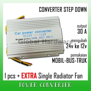 Dc To Dc Power Transformer Converter Step Down 24V To 12V 30A Pada Car Mobil Bus Bis Truck Truk Penurun Pengubah Tegangan 24V Ke 12V