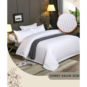 [BEDSHEET] Dobby Cotton Salur Fabrics Hotel 3cm 300 TC Width 280/305