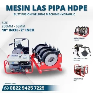 Mesin Penyambung Pipa Hdpe: Mesin Las Pipa Hdpe 2" Sampai 10" Inch SHD 250mm Hidrolik