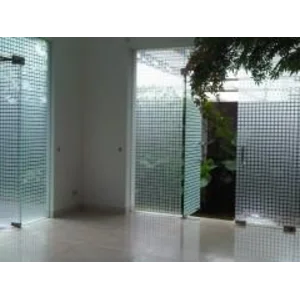 Kaca Film Sandblast Motif Kotak - Kotak