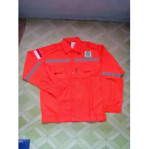 Baju Safety Atasan Lengan Panjang Merk Asgar Logo k3 & Merah Putih