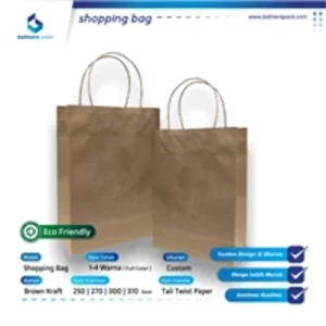 Shopping Bag Kertas Brown Kraft (Custom)
