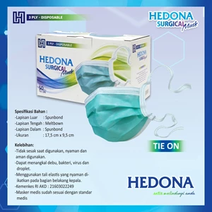 Tie On Breathing Mask Medical Tie On Mask 3Ply Hedona Strap Surgical Mask 50Pcs