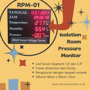 Papan Display  Tekanan Udara Ruang Isolasi Rumah Sakit