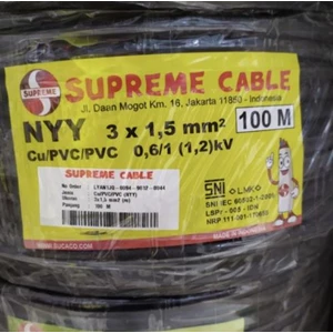 Kabel Listrik NYY 3 x 1.5 mm Merek Supreme 600 / 1000 V