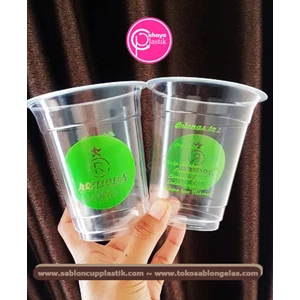Sablon cup plastik 12 oz 7 gram custom tanpa tutup 
