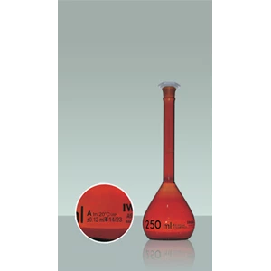 Iwaki Volumetric Flask With Plastic Stopper Class A Coating Amber USP Specification