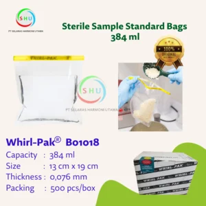 Plastik Steril Standard 384 ml Whirl Pak B01018 Alat Laboratorium Umum