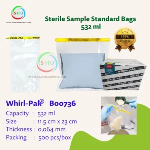 Plastik Steril Standard 532 ml Whirl Pak B00736 Alat Laboratorium Umum