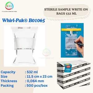 Plastik Steril Write On 532 ml Whirl Pak B01065 Alat Laboratorium Umum