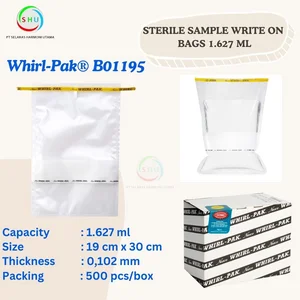 Sterile Sample Write On Bag 1.627 ml Whirl Pak B01195 