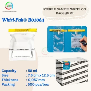 Plastik Steril Write On 58 ml Whirl Pak B01064