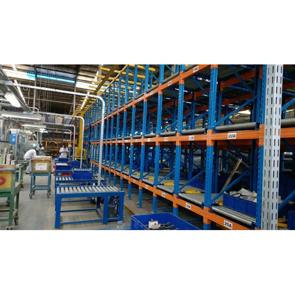 Roller Conveyor dengan sistem rak 