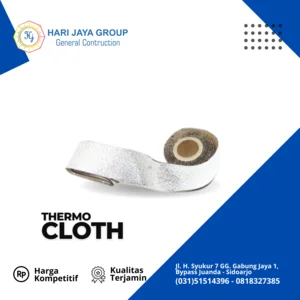 Thermo Cloth Tebal 3mm x 10cm x 30m Temperatur 400°C Lapis Alumunium