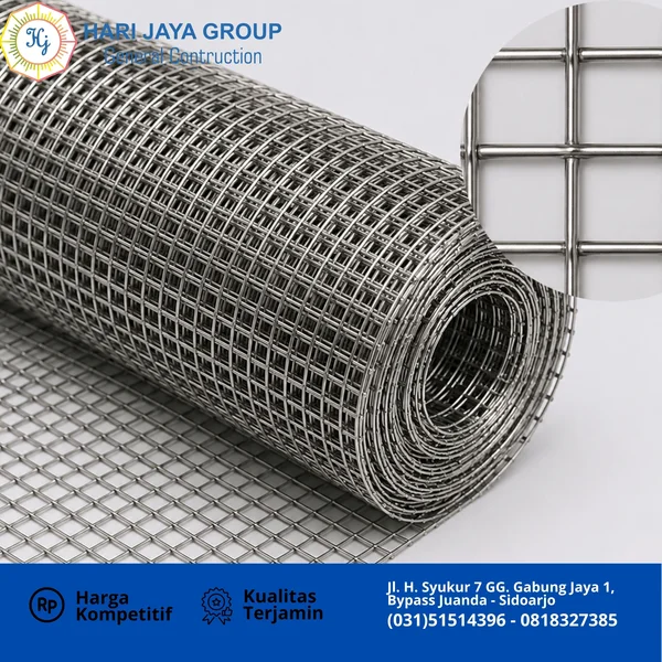 Wiremesh ss304 mesh 16 (kawat 0.34mm) lubang 1.14mm x 1mtr x 30mtr
