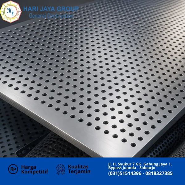 Plat Stainless 304 Perforated lubang 3mm tebal plat 2mm x 1.2mtr x 2.4mtr