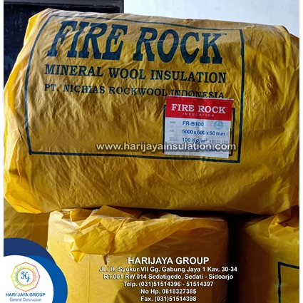 Dari Rockwool Blanked Firerock D.100kg/m3 Tebal 5cm x 0.6m x 5m 0
