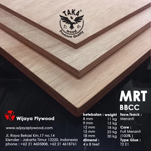 Plywood Taka 7.5 Mm Full Meranti Bbcc