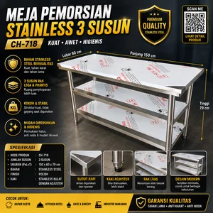 MEJA STAINLESS STEEL 3 SUSUN 150CM CUSTOM PGS/Meja Restoran