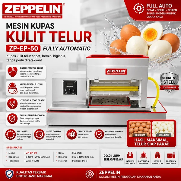 ZEPPELIN ZP-EP-50 MESIN KUPAS KULIT TELUR FULL OTOMATIS