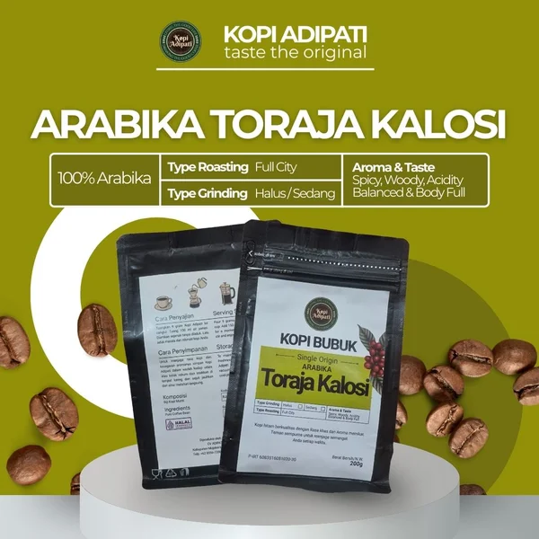 Kopi Bubuk Arabica Toraja Kalosi 200 Gram