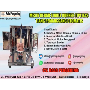 Mesin Kebab Single Burner Tiang Pemanggang Otomatis Tipe Gas