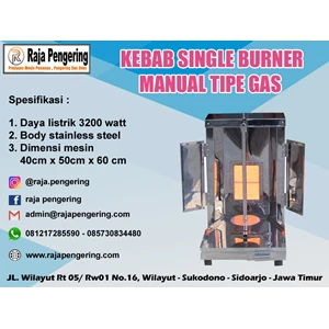 Mesin Kebab Single Burner Tiang Pemanggang Manual Tipe Gas