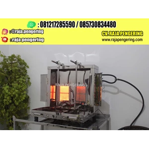 Mesin Kebab Double Burner Ke Samping Type Gas Tiang Pemanggang Manual