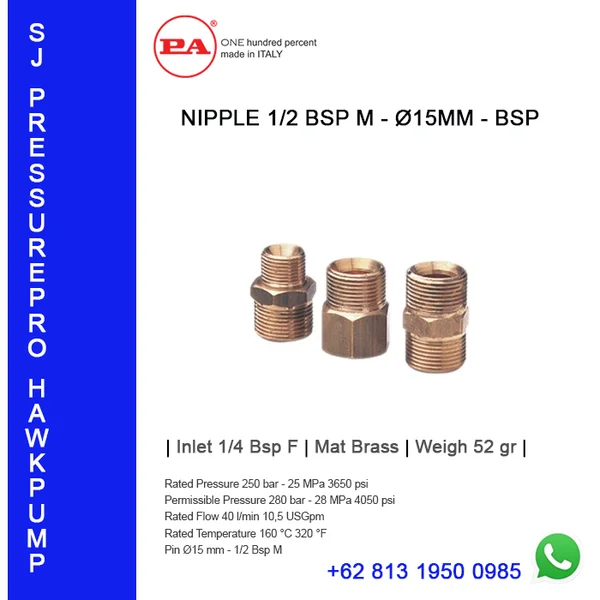 NIPPLE M22 - Ø14 MM – BSP Suku Cadang Pompa