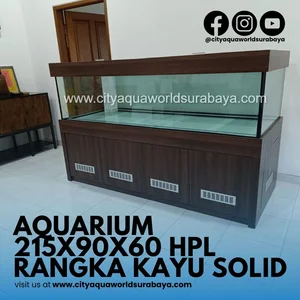 AQUARIUM UKURAN 215X90X60 MEJA HPL RANGKA KAYU SOLID