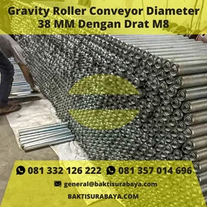 Gravity Roller Conveyor Diameter 38 MM Dengan Drat M8