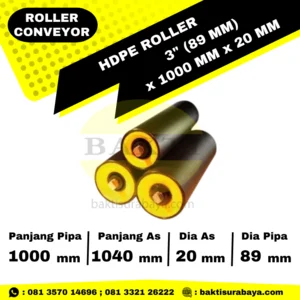 HDPE Roller Conveyor 3" Inch (89 mm) x 1000mm As 20 Stone Crusher
