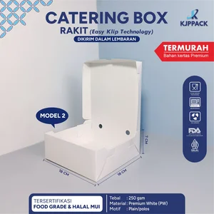 DUS NASI CATERING 18x18x7cm IVORY 282 GSM FOODGRADE TAHAN MINYAK DENGAN SEKAT kotak makan 