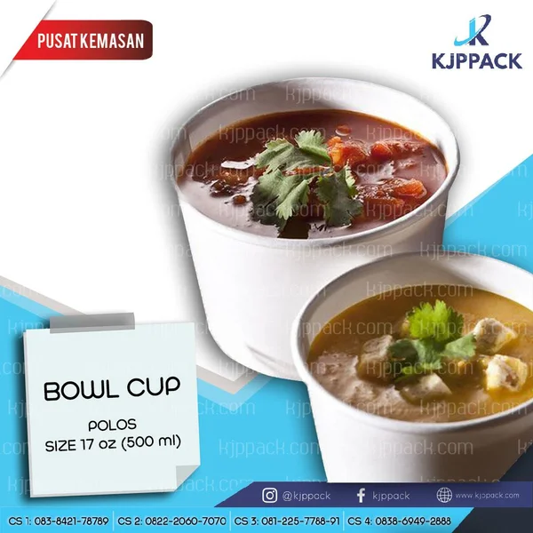 Mangkuk Kertas Polos 500 ml 17 oz - Mangkok Takeaway mie ayam - Mangkok Takeaway bakso - Anti Bocor
