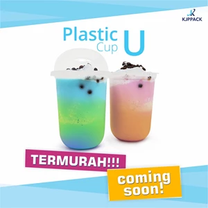 Gelas Plastik bentuk U / Plastik Cup U / Gelas Kopi Masa Kini bagian bawah oval Kota Semarang