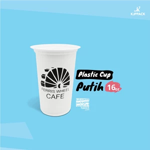 White plastic cup size 16 oz with the design of Semarang City