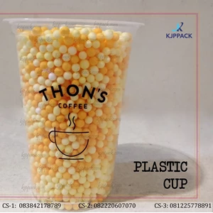 Gelas Plastik Tebal / Sablon Plastik cup Murah 16 oz / Cetak Sablon seperti Cup Tongji