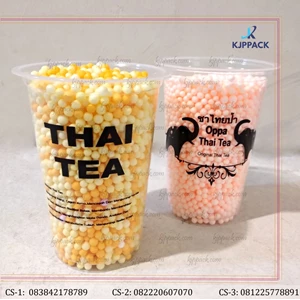 Print Cheap Plastic Cup / Screen Printing Plastic Cup Thickness Size 16 oz / Plastic Cup Bubble Tea in Semarang
