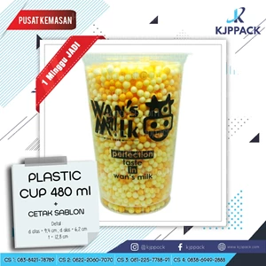 Cetak Sablon Plastik Cup 1 Minggu jadi / Sablon Plastik cup 16 oz High Quality di Semarang