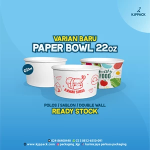 Paper bowl 22 oz (650 ml) Solusi Kemasan berbagai jenis makanan Menerima custom desain