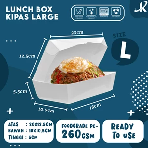 Lunch Box Paper Large Ukuran 18x10.5x5.5cm KJPPACK Bahan Ivory Foodgrade PE