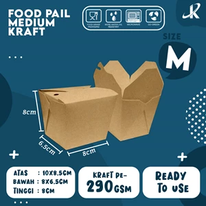 Food Pail Medium Rice Box Bento Box Ukuran 8x6.5x8cm KJPPACK Bahan Brown Kraft Foodgrade PE