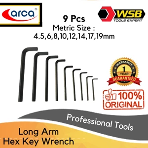 ARCA 9pcs Long Arm Hex Key Wrench Set 4.5 - 19mm