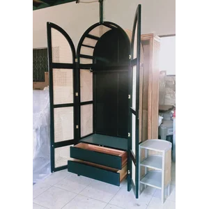Cane Wardrobe, Lemari Pakaian, Almari Minimalis, Furniture Rotan Kayu