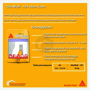 Sika Wall 180 Skimcoat - Mortar Acian Dinding Plasteran 40Kg