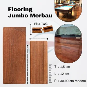 Lantai Flooring Kayu Merbau Jumbo Lebar 12 cm