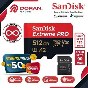 Micro Sd 512Gb Sandisk Extreme Pro Speed Up To 170Mb/S -Original