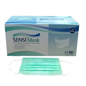 Masker Sensi 3Ply Earloop Surgical Face Mask Hijau