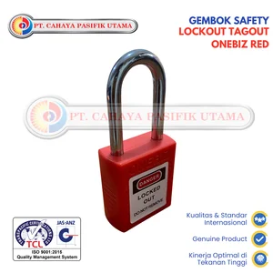 Gembok Safety Lockout Tagout ONEBIZ Red – Dengan Kunci Unik & Label Identifikasi